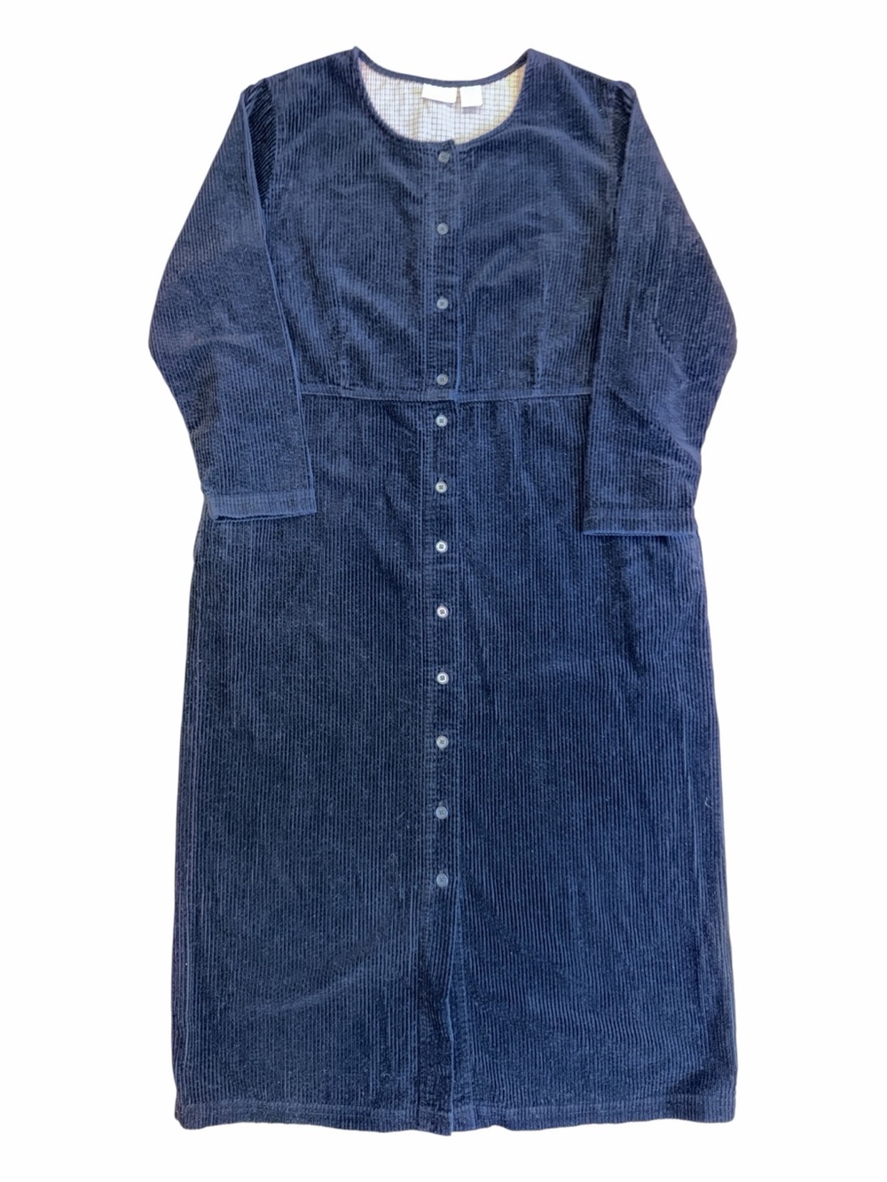 L.L. Bean Black Corduroy Button-Front Midi Dress - Picture 3 of 4
